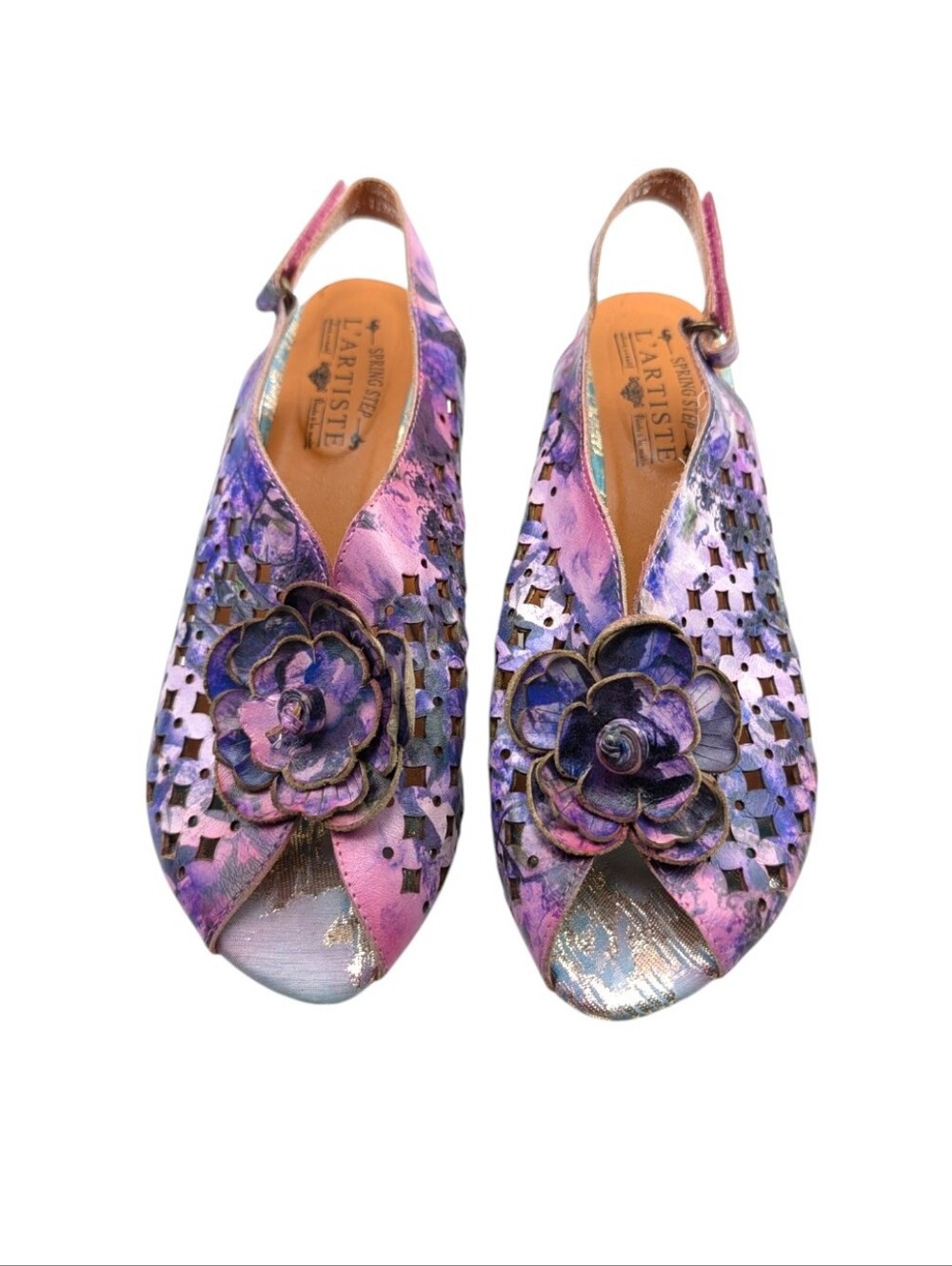 L'Artiste Lovella Floral Slingback Heels Purple Multi EU 42 US 10.5/11 S4201 - Picture 7 of 13